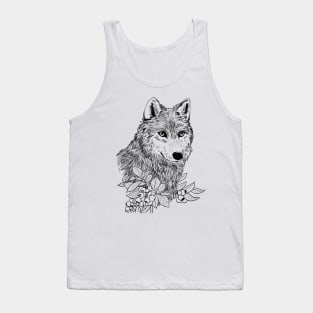 Floral Wolf Tank Top